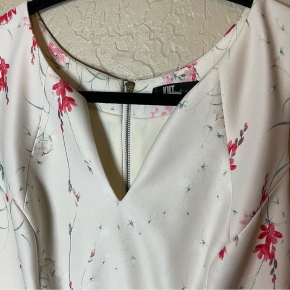 Kut‎ From The Kloth Lana Fit & Flare Dress Size 6 Womans Ivory Floral Sleeveless - Picture 6 of 7